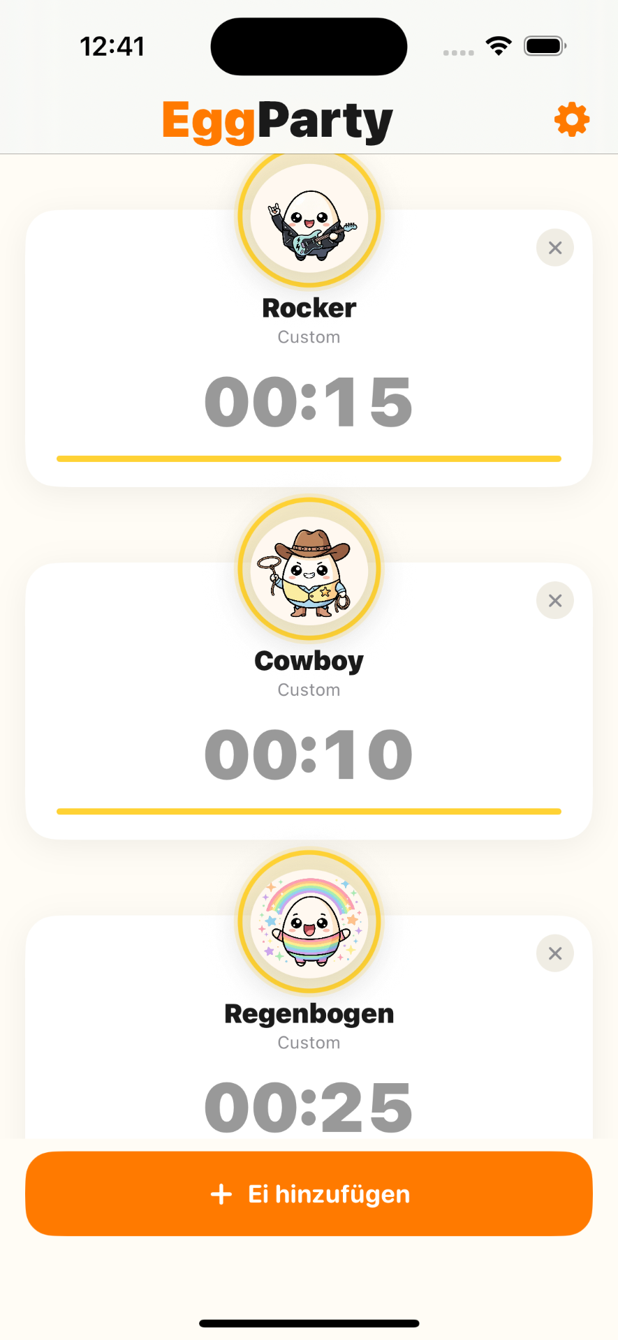 EggParty Timer – Timer-Übersicht