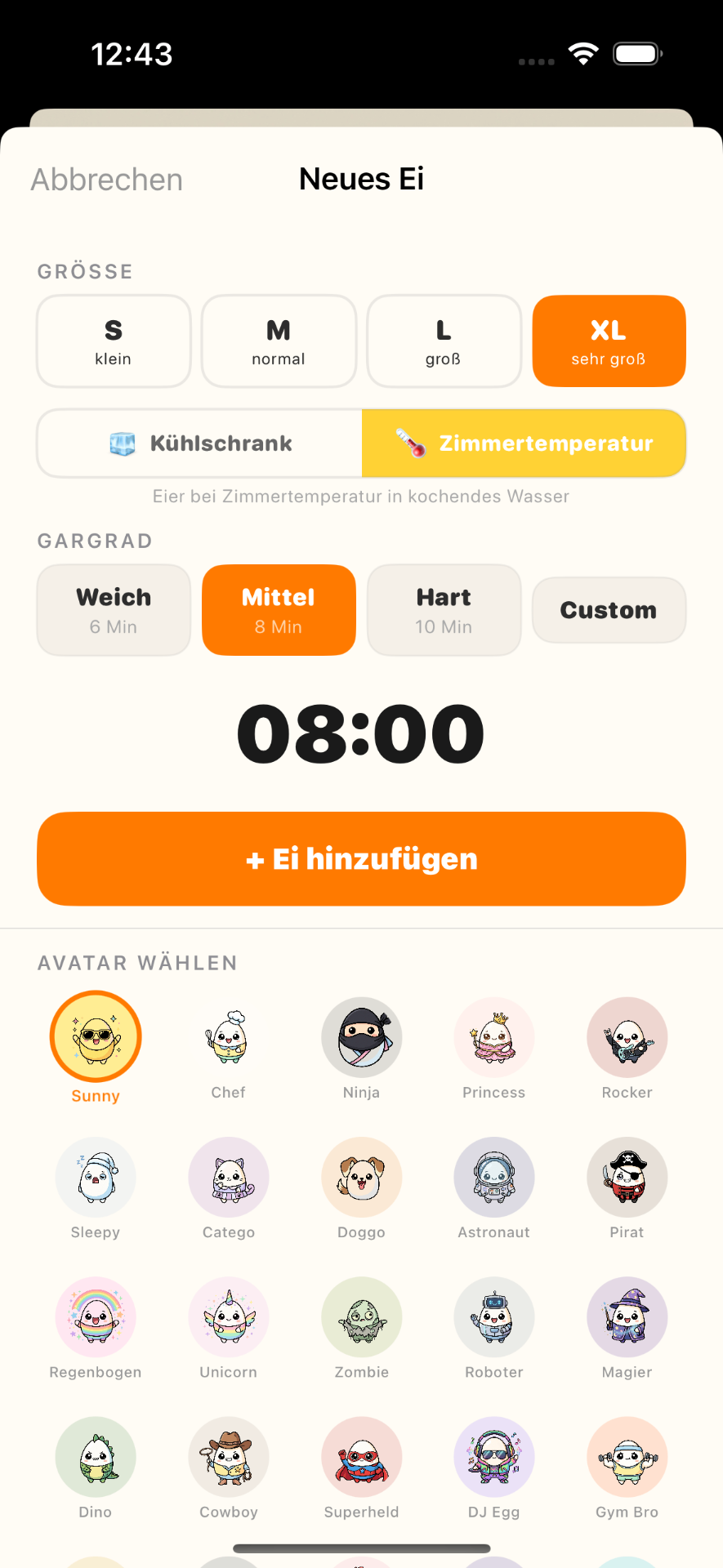 EggParty Timer – Neues Ei hinzufügen